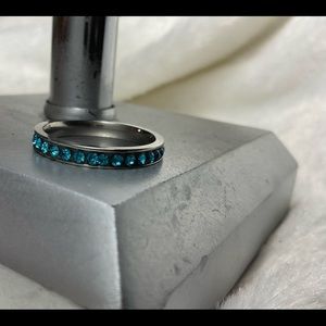 Turquoise Crystal Channel Eternity Band